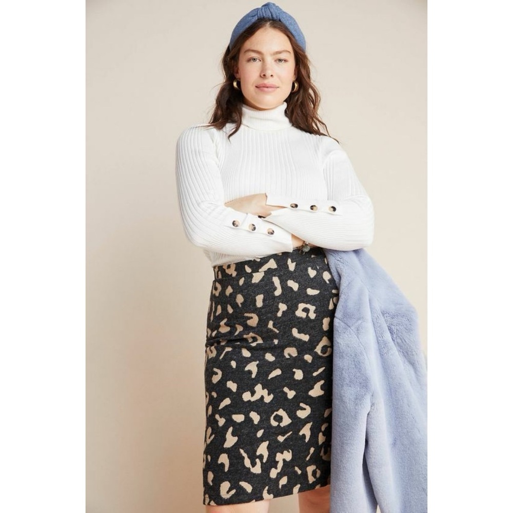NWT Anthropologie Maeve Delphine Pencil Leopard Skirt XS